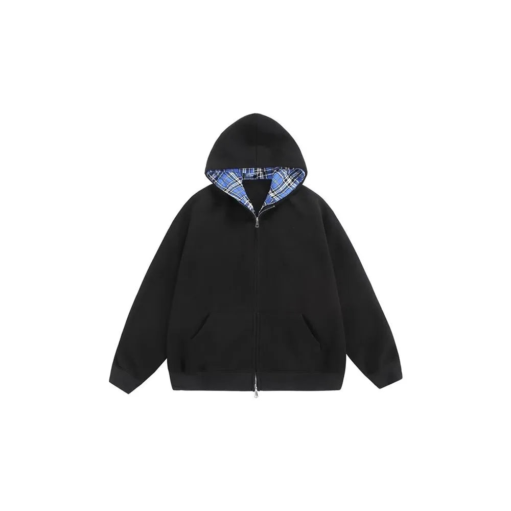 Hearujoy Fake Two Pieces Double Layer Zipper Hooded Jacket for Men and Women Cardigan Casual Loose Windbreaker Hoodies Oversized
