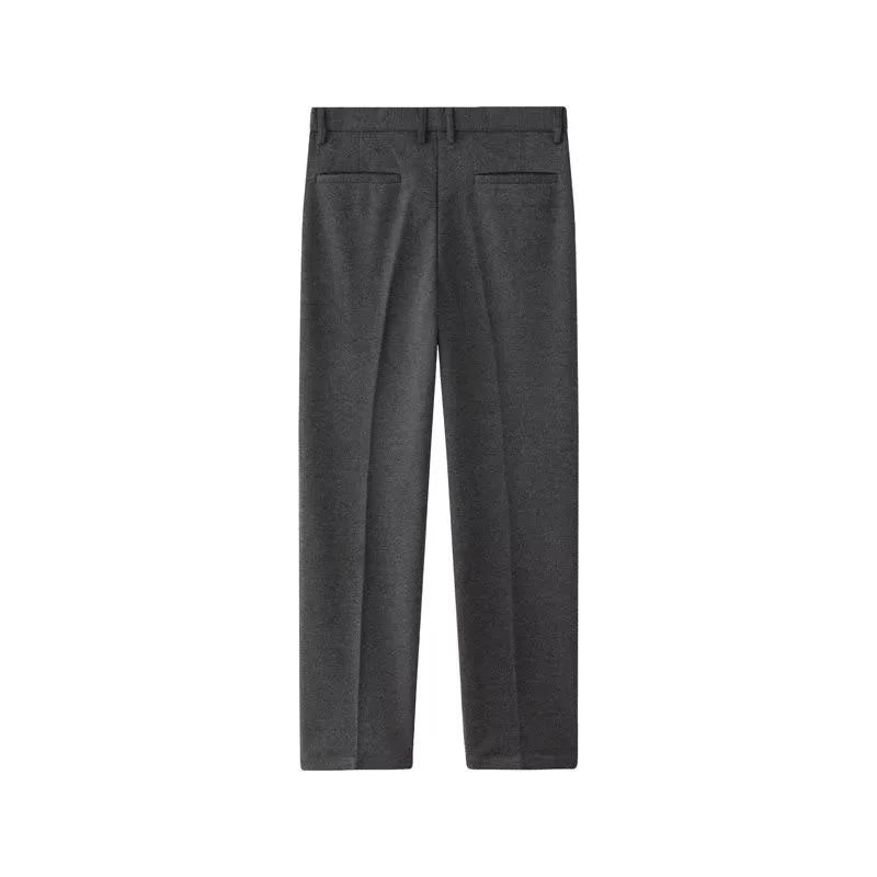 HEARUJOY  -  Korean Fashion Woolen Suit Pant Men Waist Button Straight Trouser Autumn Winter Business Casual Loose Light Mature Style Pants