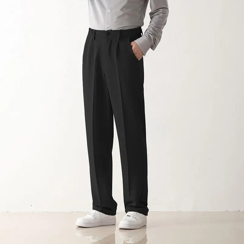 HEARUJOY  -  Anti-wrinkle-free Ironing Trousers for Men Slim Feet High-end Formal Suit Pants Casual Nine-point Pants