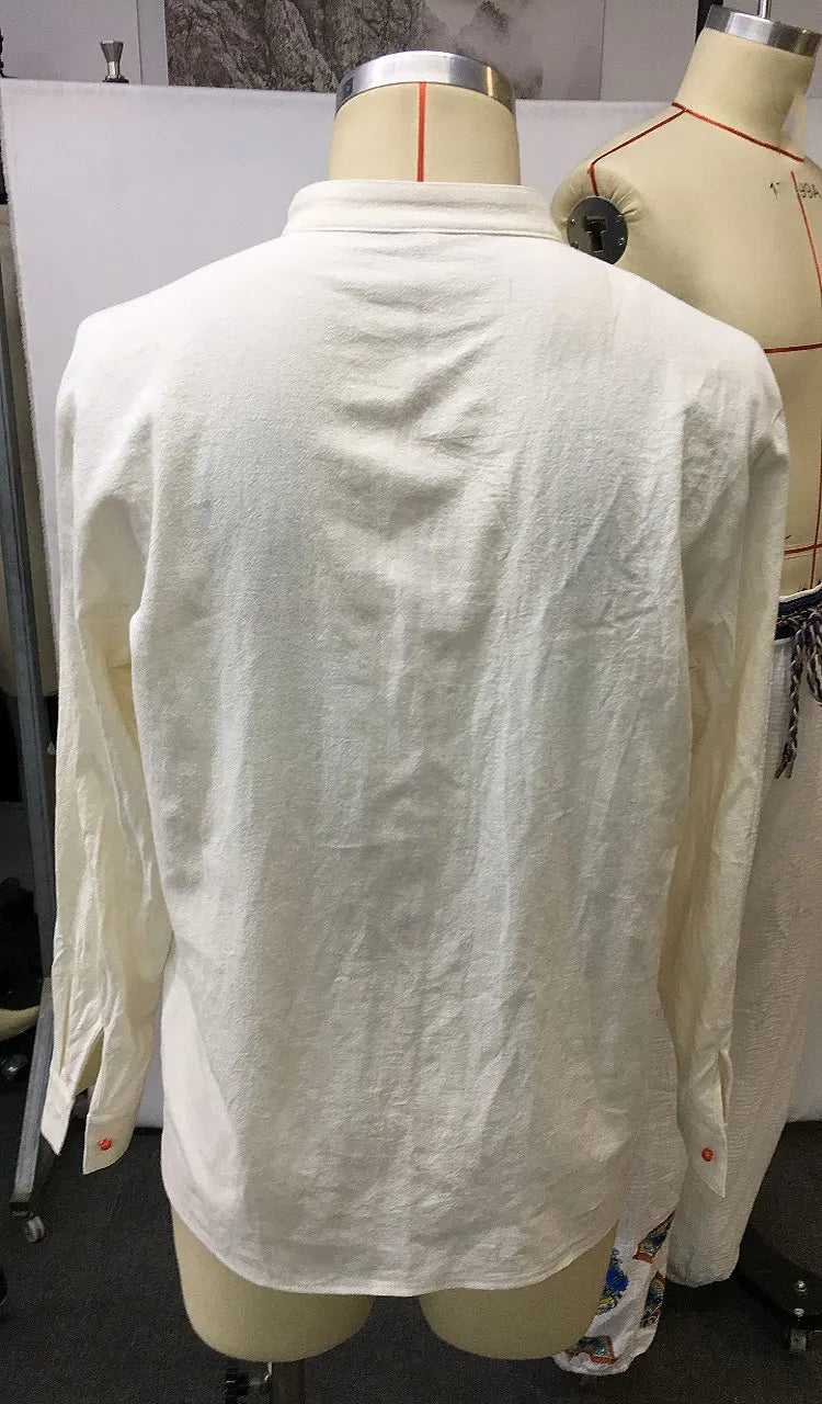 HEARUJOY  -  Men Open Collar Embroidery Long Sleeved Shirt Top Ethnic Style Retro Cotton Shirt High Quality Fashion Vintage Shirt Streetwear
