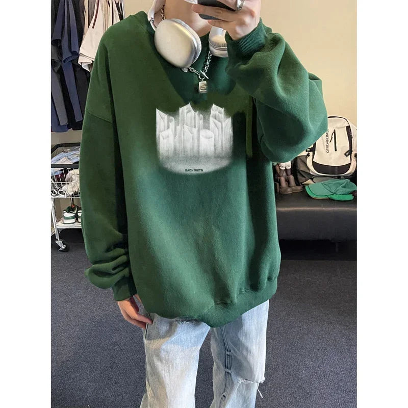 HEARUJOY  -  Men's Oversized Hoodie White 5XL Fashion Hoodies Oversize for Men Funny Print Man Casual Wear Hoody Male Sweatshirt