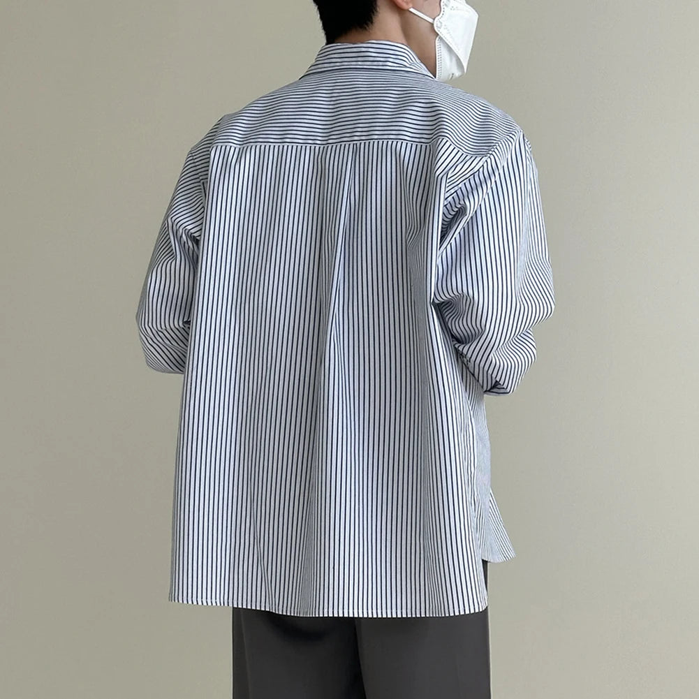 HEARUJOY  -  Casual Vacation Look Striped Long Sleeve Spring Autumn Top Comfortable Fit Daily Wear Shirt Holiday Casual Wear