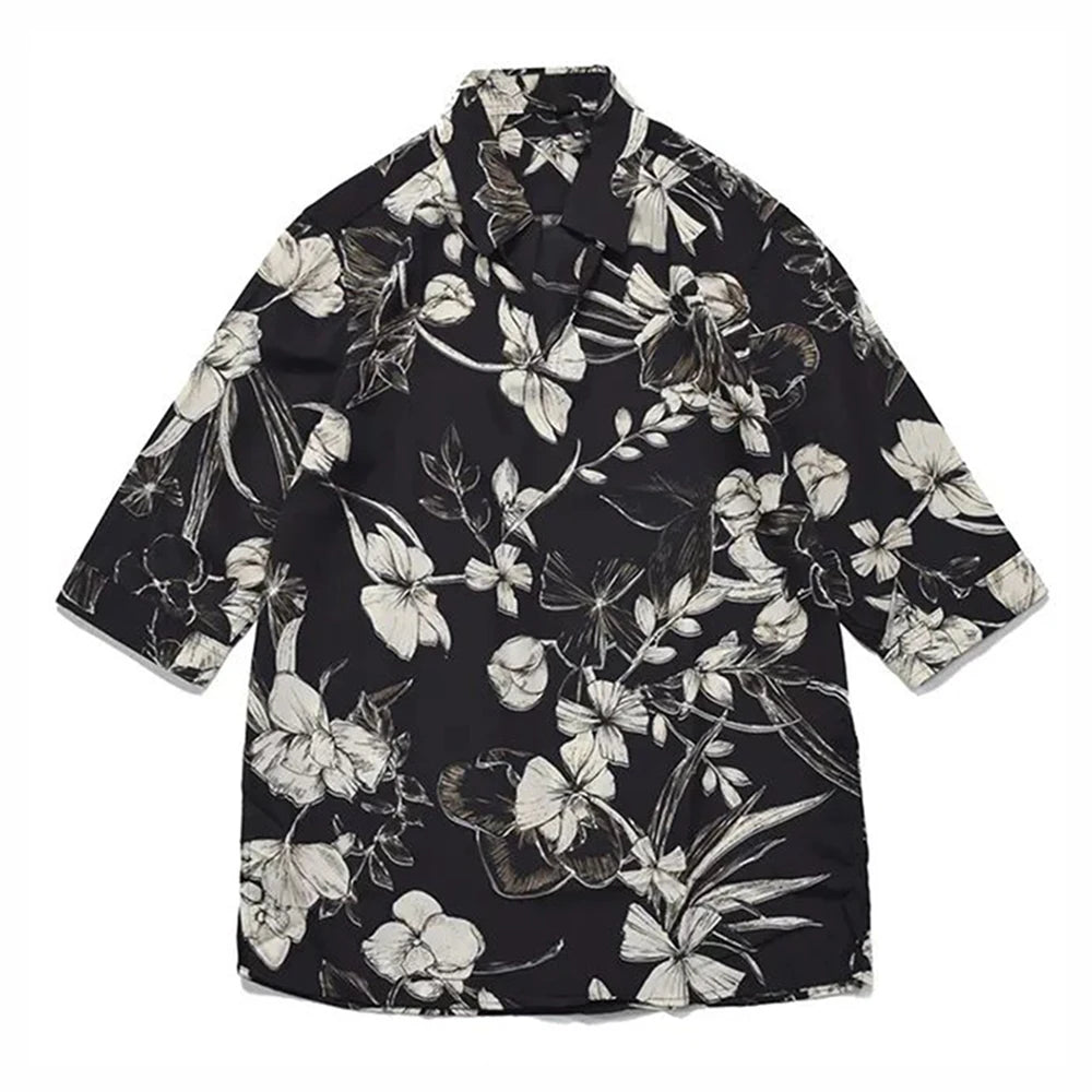 Hearujoy Men Fashion Clothing Summer High Quality Floral Retro Casual Hawaiian Flower Shirt Slim Fit Beach Short Sleeve Shirt Unisex