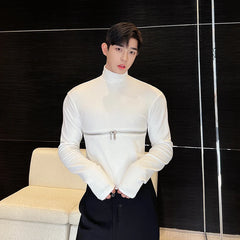 Hearujoy Korean Streetwear For Men Fashion Autumn Winter Zipper Thickened Versatile Long Sleeve Backing High Neck Male Pullove