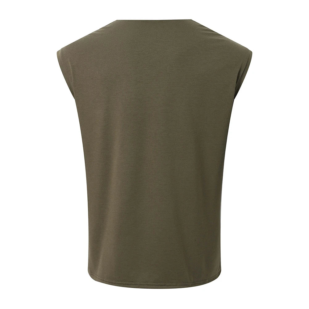 HEARUJOY  -  Casual Sportswear Men Vest Sports Training Brand New Condition Polyester Fabric Regular Length For Casual Wear