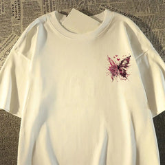 HEARUJOY  -  Trendy Brand Butterfly Design Printed Short-sleeved T-shirt Men's Hip-hop High Street Top