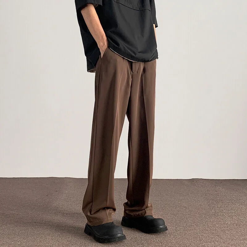HEARUJOY  -  Brown Black Suit Pants Men Fashion Society Mens Dress Pants Korean Casual Straight Pants Mens Office Formal Trousers Plus Size