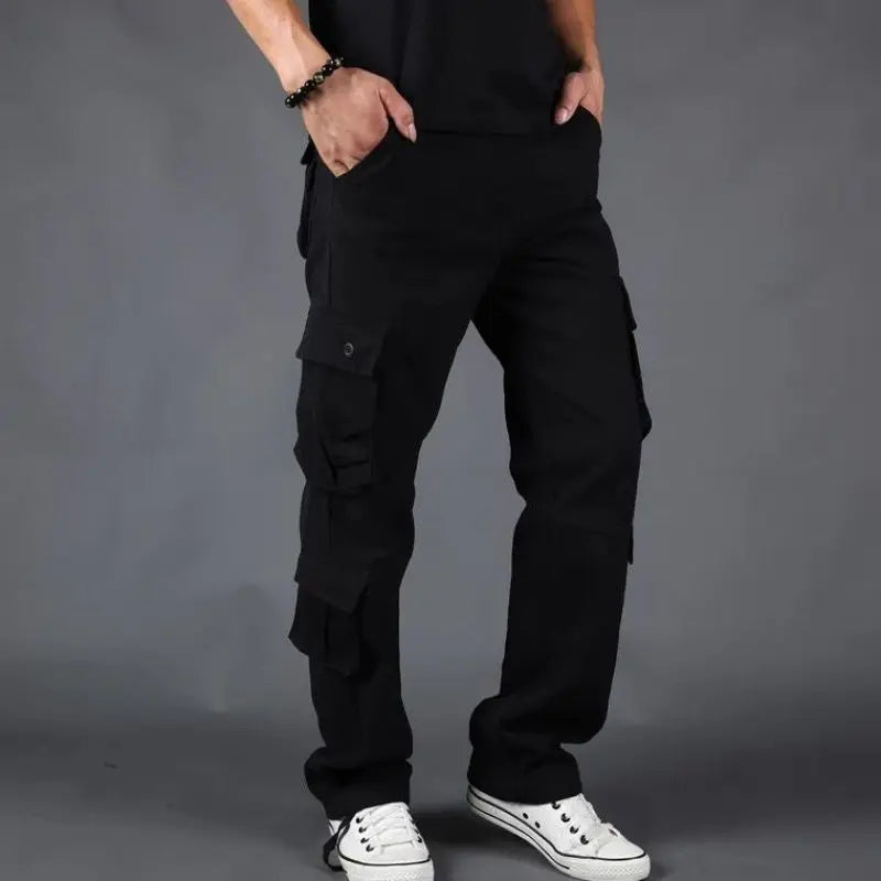 HEARUJOY  -  Outdoor Work Pants Men Loose Straight Autumn Multi-pocket Trousers Pure Cotton Water Washing Casual Fashion Trendy Pants