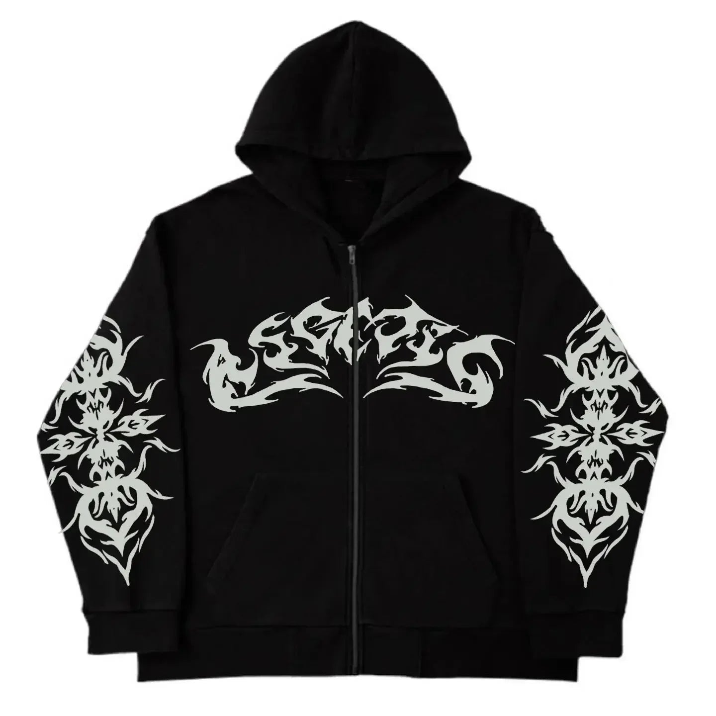 Hearujoy Y2K New Retro Hoodies Men Women Trendy Brand Printed Personalized Patterns Hip hop Hooded Cardigan Long Sleeves Sweatshirt Tops