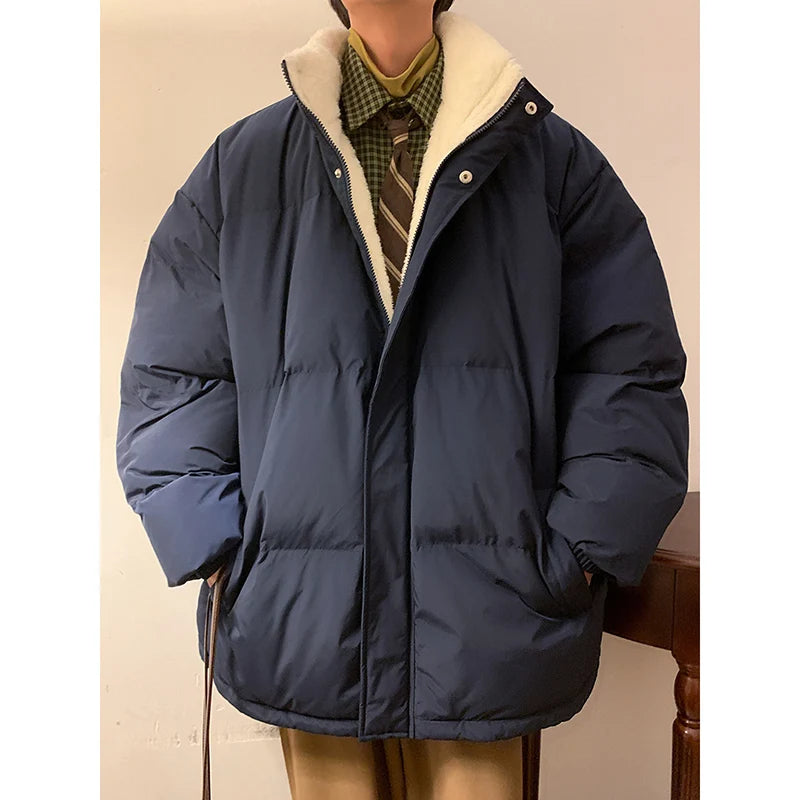HEARUJOY  -  Men Harajuku Warm Bubble Coat Winter Jacket Stand Collar Oversize Parkas Korean Style Male Padded Coat Korean Puffer Jackets