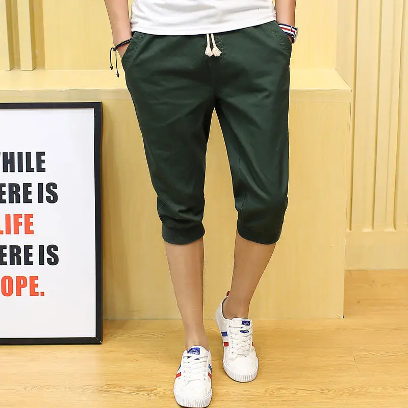 HEARUJOY  -  Casual Cropped Pants Men's Small Feet Casual Pants Cotton Shorts Versatile Loose Sports Harem Pants
