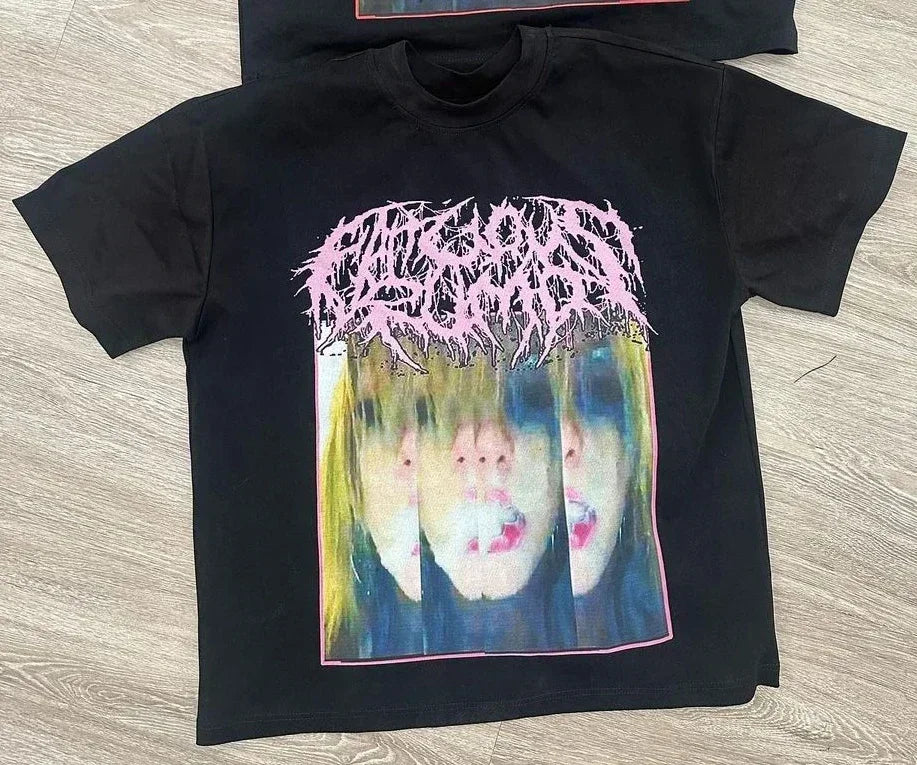 Hearujoy Harajuku Drolandmiller Print Graphic T Shirts Cotton Y2k Tops Retro Men Women Goth pro choice V-neck Short Sleeve Streetwear