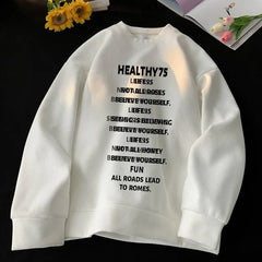 HEARUJOY  -  Men's Oversized Hoodie White Walf Checks Hoodies Oversize for Men Letter Print 5XL Man Casual Wear Hoody Male Sweatshirt