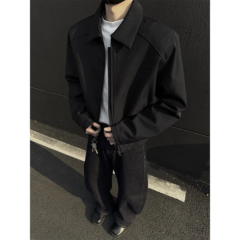 HEARUJOY  -  Spring Short Jacket Men Fashion Casual Black Jacket Men Streetwear Korean Loose Bomber Jacket Mens Motorcycle Jackets Coat M-3XL