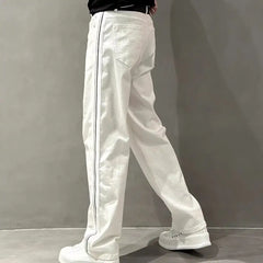 HEARUJOY  -  Autumn New Style Jeans Men's Trendy Loose Side Strip Webbing Straight Pants for Youth Versatile Washing Wide-leg