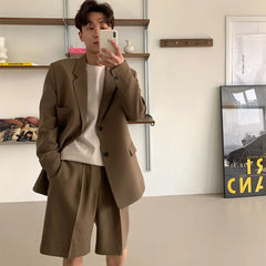 HEARUJOY  -  Summer Suit Shorts Men Fashion Business Casual Dress Shorts Men Streetwear Korean Loose Suit Shorts Mens Office Formal Shorts