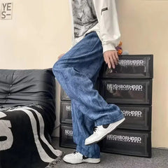 Hearujoy Hip Hop Loose Hippie Baggy Straight Autumn Winter Men's Casual Pants Corduroy Wide Long Classic Sale Y2k Polyester Male Trousers