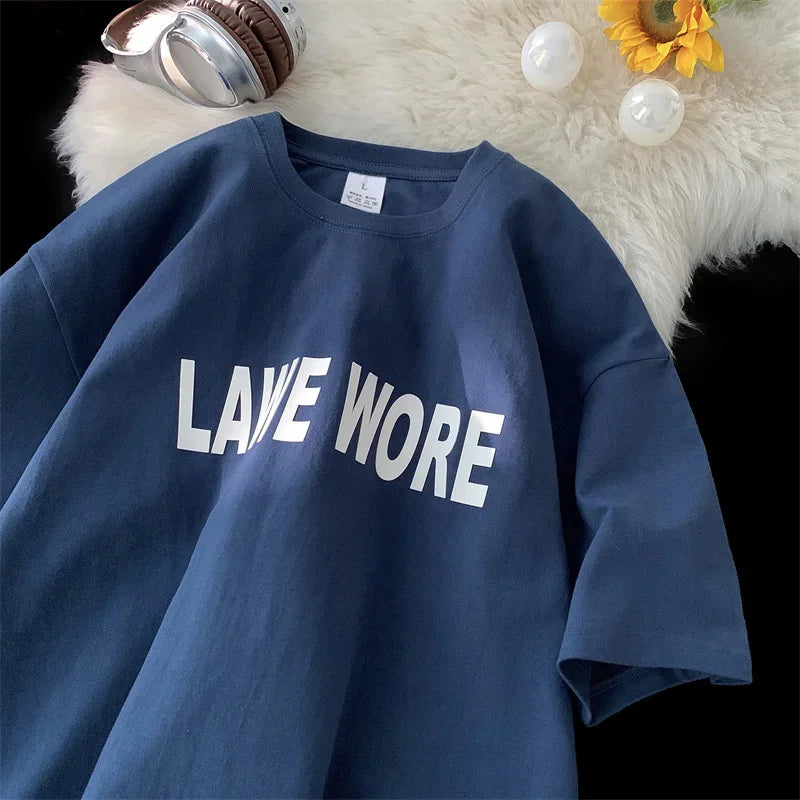 HEARUJOY  -  T Shirt Oversized Cotton For Men White Men's Letter Print T-shirts Male 5XL Casual Wear Summer Tee Shirts Unisex Big Size