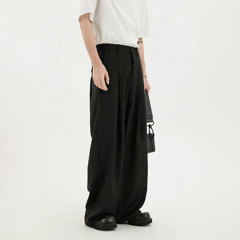 HEARUJOY  -  Black Suit Pants Men Oversized Fashion Society Mens Dress Trousers Korean Loose Wide Leg Pants Mens Office Formal Trousers
