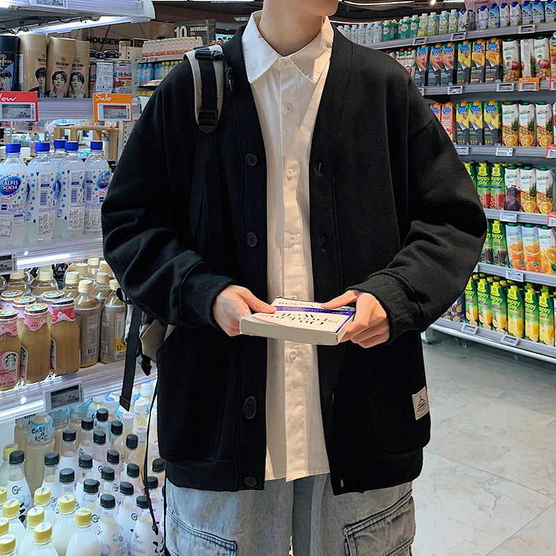 HEARUJOY  -  Autumn Spring 2025 Hoodie Sweatshirt Men's Hip Hop Loose Black Grey Cardigan Streetwear Casual Fashion Clothes OverSize S-5XL