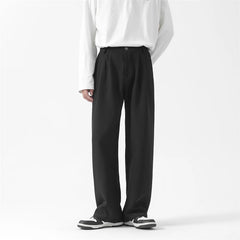 HEARUJOY  -  Black Suit Pants Men Fashion Society Mens Dress Pants Korean Loose Straight Wide Leg Pants Mens Office Formal Trousers M-2XL
