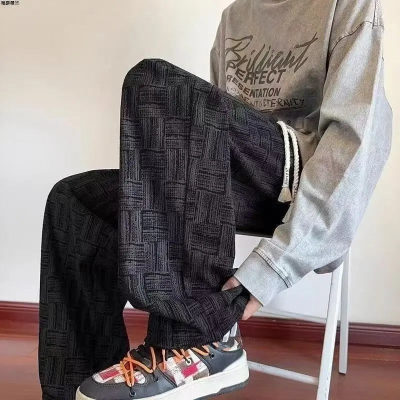 HEARUJOY  -  Summer Straight Chino Corduroy Men's Spring New Fashion Retro Sports Pants Loose Wide-legged Casual