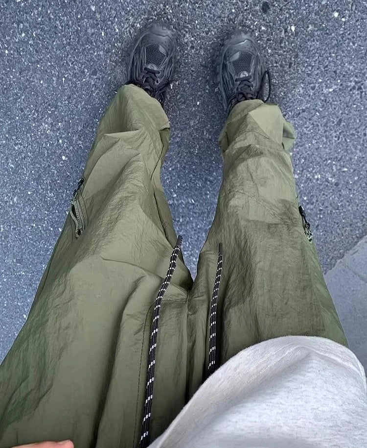 HEARUJOY  -  Spring Summer Baggy Zipper Men's Straight Cargo Pants Aesthetic Fashion Korean Style Casual Harajuku New in Long Male Trousers