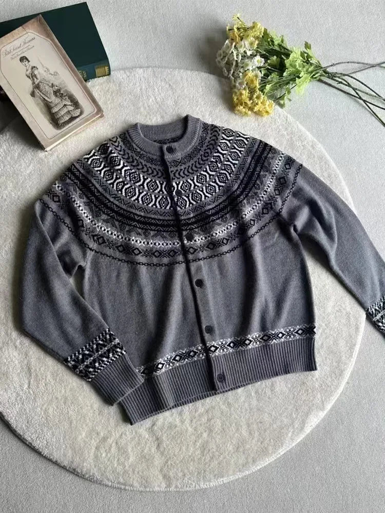 HEARUJOY  -  Stylish Men's Knitting Jacket Coat Autumn Winter Casual Stand Collar Button-up Cardigans Men Sweatercoats Vintage Crochet Coats