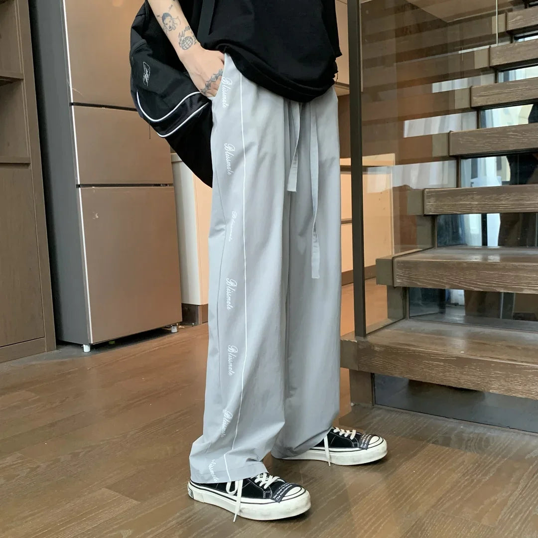 Hearujoy Long Loose Male Trousers Cooling Baggy Men's Casual Pants Cool Ice Silk Fashion 2024 Low Price Stylish Sale Harajuku Cheap Y2k