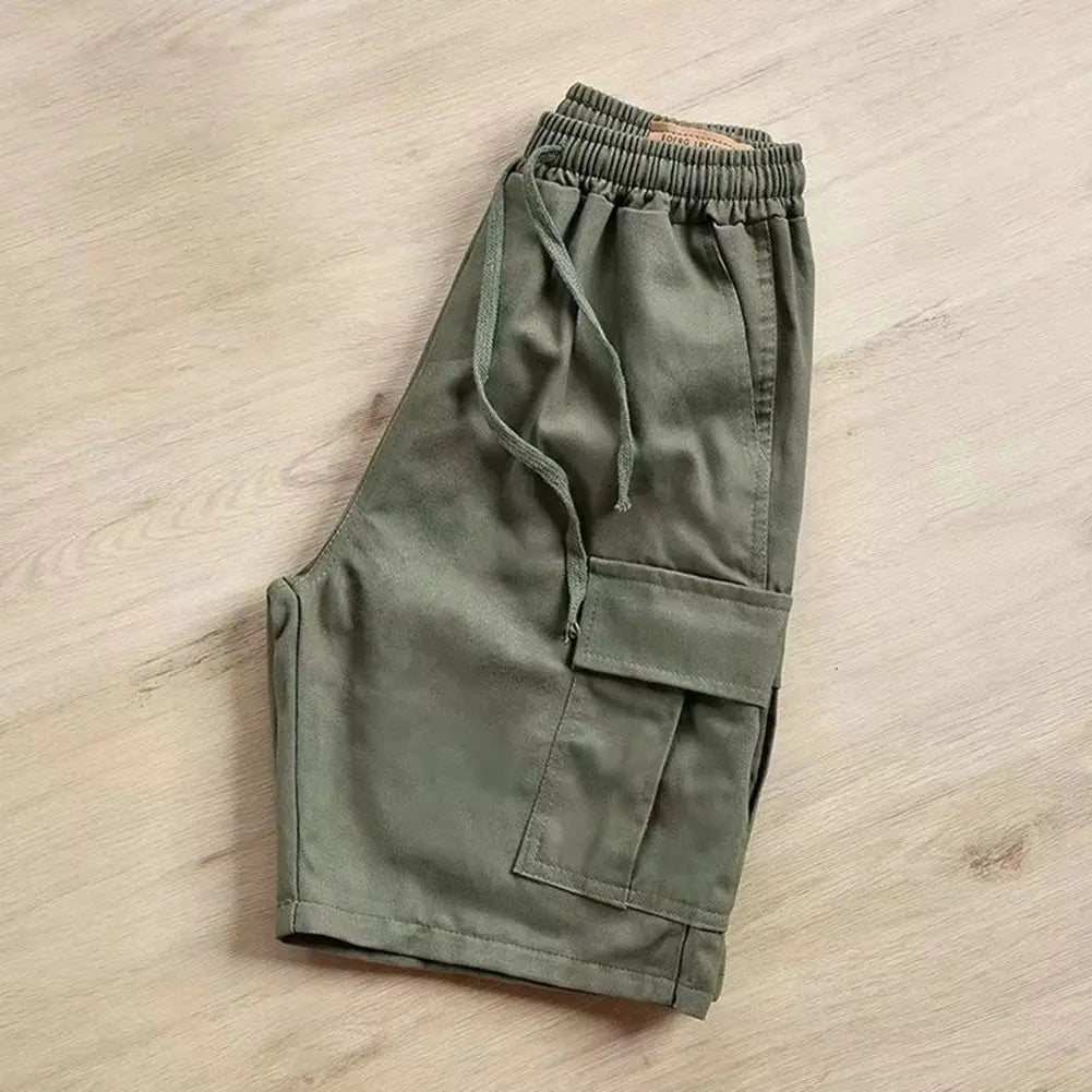 HEARUJOY  -  Casual Outing 2XL Loose Cargo Shorts Summer Solid Color Shorts Casual Beach Pants Polyester Fabric Slight Stretch