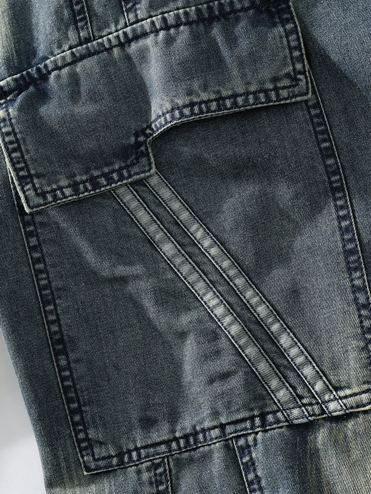 HEARUJOY  -  Summer Men's Jeans Flap Pockets Lightweight Denim Cargo Pants Big Size 8XL 7XL 6XL Wide Leg Baggy Jeans Straight Trousers