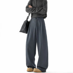 HEARUJOY  -  Grey Suit Pants Men Fashion Society Mens Black Dress Pants Korean Loose Casual Straight Pants Mens Office Formal Trousers M-3XL