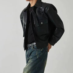HEARUJOY  -  Shoulder Pad Design Jacket For Men Spring Autumn Fashion Slim Fit Biker Leather Coats Motorcycle PU Leather Jackets Streetwear
