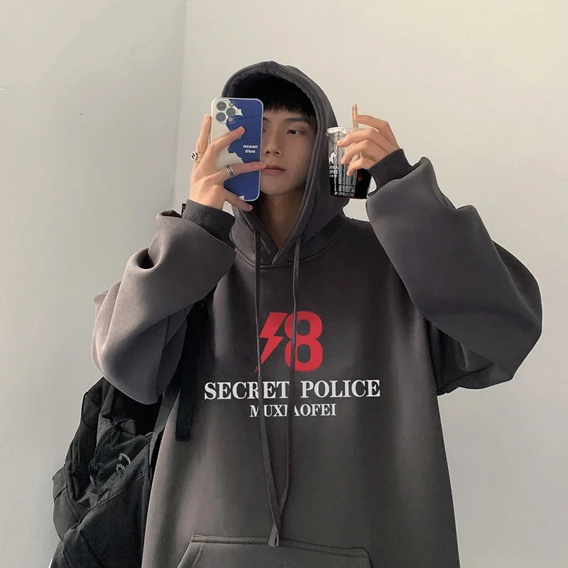 HEARUJOY  -  Men's Oversized Hoodie Black With Hat 5XL Unisex Hoodies Oversize for Men Letter Print Man Casual Wear Hoody Male Sweatshirt