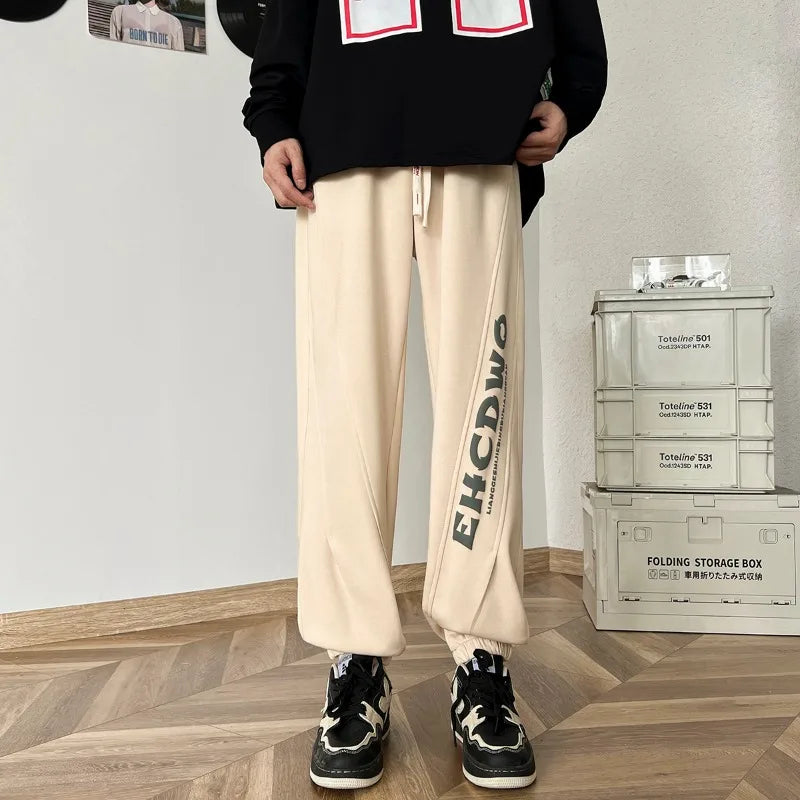 Hearujoy Loose Casual Pants Korean Fashion English Print Baggy Sports Pants Outdoor Street Casual Pants Daily DailyJoggers