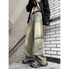 Hearujoy Streetwear Pocket Design Men Jeans Cargo Pants Loose Plus Size Neutral Wide Leg Pants Harajuku Casual Denim Pants Gothic Y2K