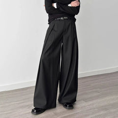 HEARUJOY  -  Mens Trousers Pleated Plain Casual Suit Pants Streetwear Fashion Daily Loose Versatile Wide-Leg Pants Men'S Clothing 2025 New