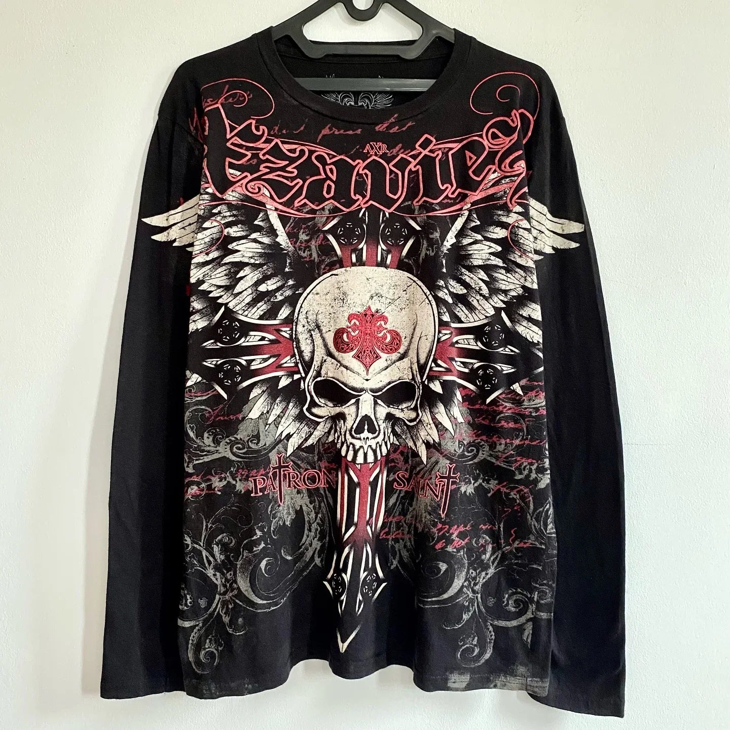 Hearujoy Affliction Long sleeved T shirt Y2K Fashion New Round Neck Oversized T shirt Mens Womens Casual Tops Streetwear Gothic Clothing