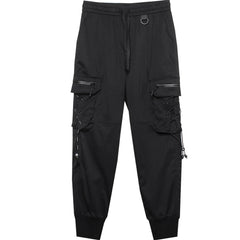 Hearujoy Tactical Functional Pants Joggers Men Pocket Drawstring Design Trousers Autumn Hip Hop Streetwear Harem Pant Black