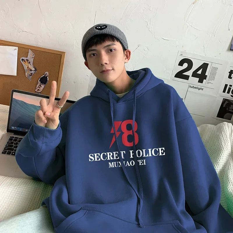 HEARUJOY  -  Men's Oversized Hoodie Black With Hat 5XL Unisex Hoodies Oversize for Men Letter Print Man Casual Wear Hoody Male Sweatshirt