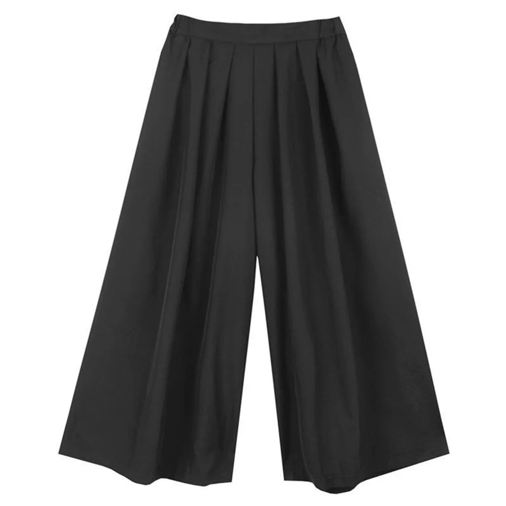 HEARUJOY  -  Y2k Gothic Dark Style Skirt Pants Genderless Spring Street Wear Fashion Japanese Plain Daily Casual Hakama Wide-Leg Pants Unisex