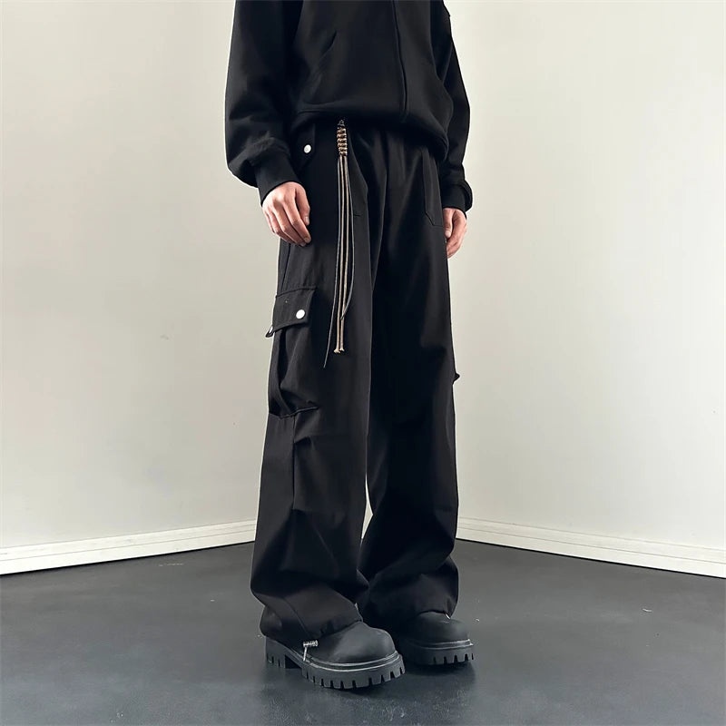 Hearujoy Autumn New Cargo Pants Popular Multi-pockets Overalls Harajuku Streetwear Men Loose Casual Trousers Straight Mopping Pants