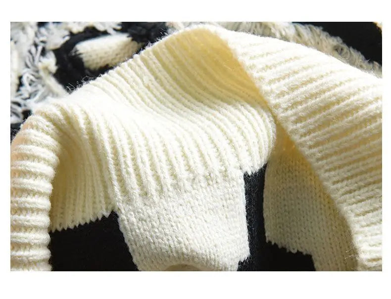 HEARUJOY  -  American Retro Ripped Men Women Autumn Winter Design Sense Thickened Couple Round Neck Sweater Jacket