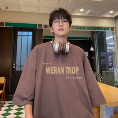 HEARUJOY  -  T Shirt Oversized Cotton For Men White Men's Letter Print T-shirts Men Casual Wear Summer Tee Shirts 5XL Big Size Clothing