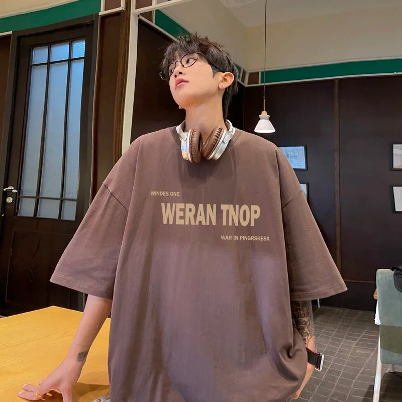 HEARUJOY  -  T Shirt Oversized Cotton For Men White Men's Letter Print T-shirts Men Casual Wear Summer Tee Shirts 5XL Big Size Clothing
