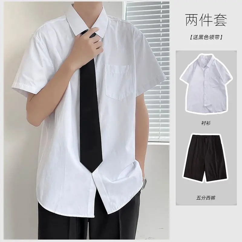 HEARUJOY  -  Summer Thin Short-sleeved Men's Collegiate Japanese Style Loose Shirt