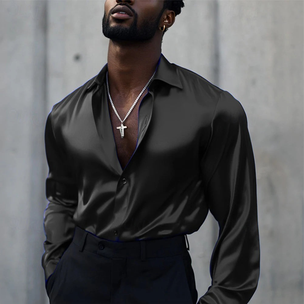 HEARUJOY  -  Business Shirt Casual Top Mens Retro Shirt 5 Spandex 95 Polyester Applicable Gender Men Daily Wear Holiday Attire