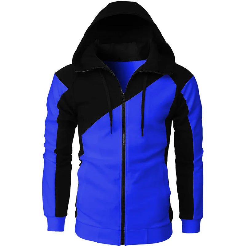 HEARUJOY  -  Color Block Hooded Men Slim Fit Sweatshirt Casual Fashion Long Sleeve Sporty Jacket Stylish Outerwear For Men Trendy Streetwear