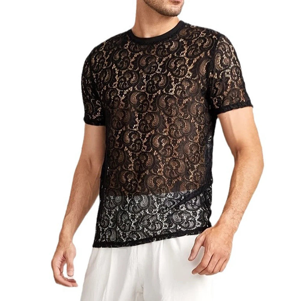 HEARUJOY  -  Slightly Transparent Hollow Out Lace Top Summer Style Regular Clothing Length S-2XL Size Available Slight Stretch Fabric