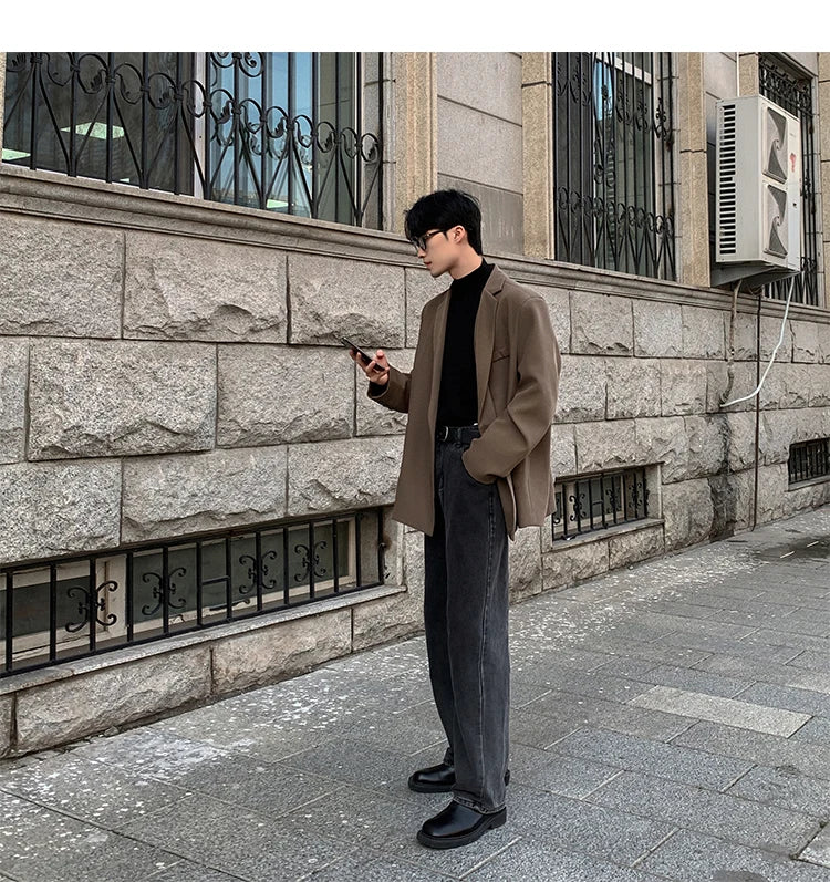 HEARUJOY  -  Spring Summer Men Formal Blazers Men Korean Fashion Loose Casual Dress Jacket Men Harajuku Social Suit Jacket Clothing